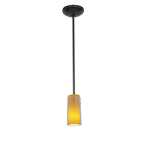 Access - 28033-1R-ORB/CLAM - One Light Pendant - Glass'n Glass Cylinder - Oil Rubbed Bronze