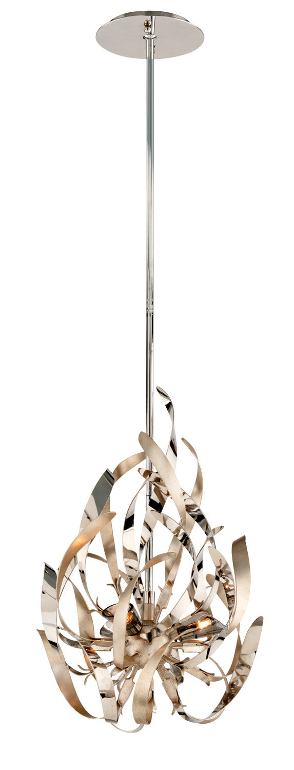 Corbett Lighting - 154-43-SL/SS - Three Light Pendant - Graffiti - Silver Leaf Polished Stainless