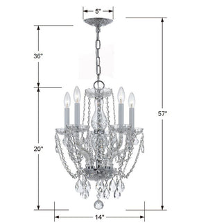 Crystorama - 1129-CH-CL-SAQ - Five Light Mini Chandelier - Traditional Crystal - Polished Chrome