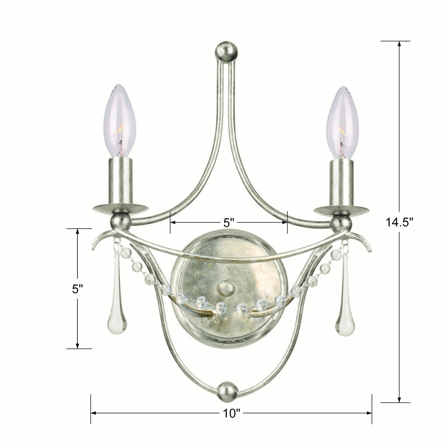 Crystorama - 422-SA - Two Light Wall Sconce - Metro - Antique Silver