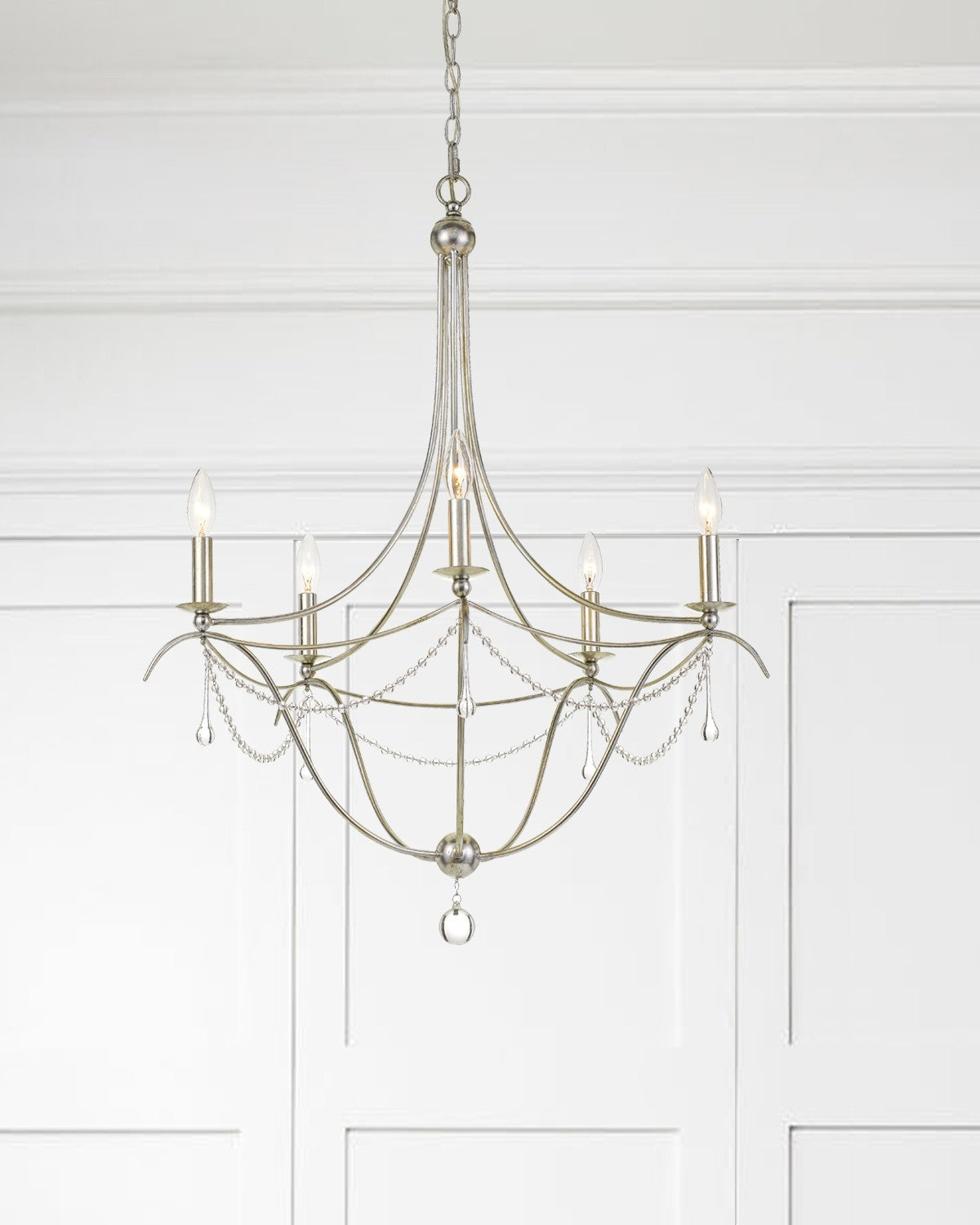 Crystorama - 425-SA - Five Light Chandelier - Metro - Antique Silver