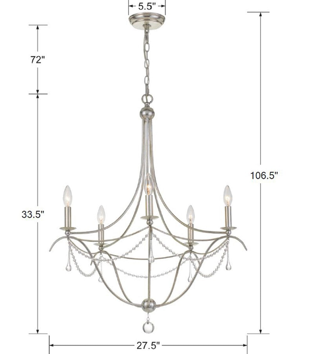 Crystorama - 425-SA - Five Light Chandelier - Metro - Antique Silver