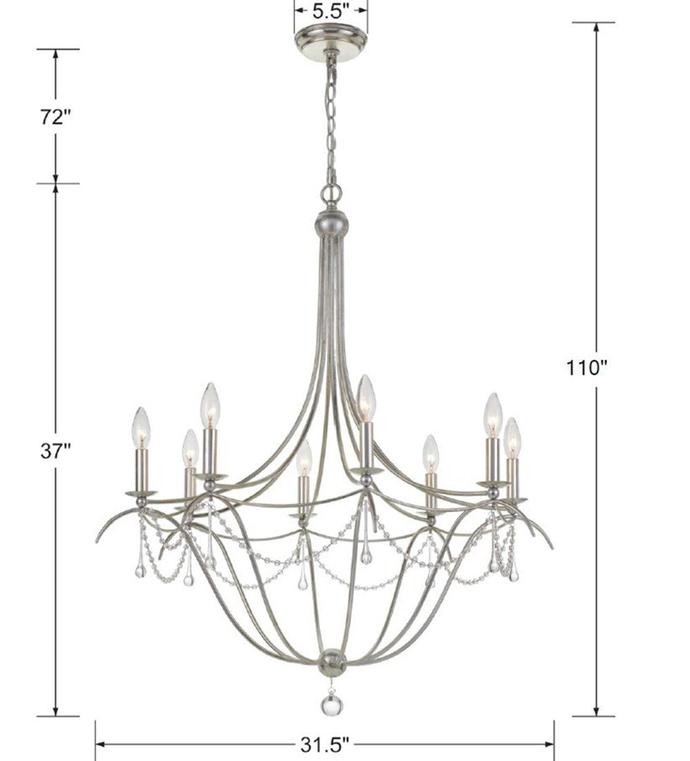 Crystorama - 428-SA - Eight Light Chandelier - Metro - Antique Silver