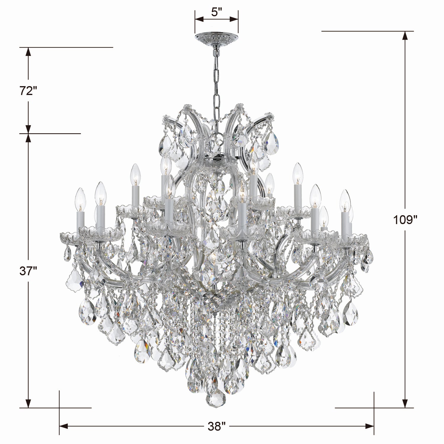 Crystorama - 4418-CH-CL-MWP - 19 Light Chandelier - Maria Theresa - Polished Chrome