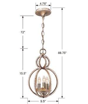 Crystorama - 6760-DT - Three Light Mini Chandelier - Garland - Distressed Twilight