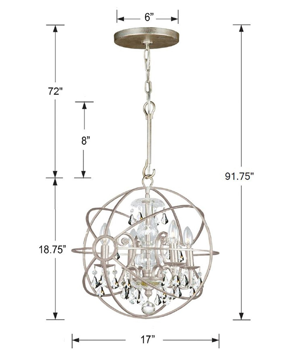 Crystorama - 9025-OS-CL-MWP - Four Light Mini Chandelier - Solaris - Olde Silver