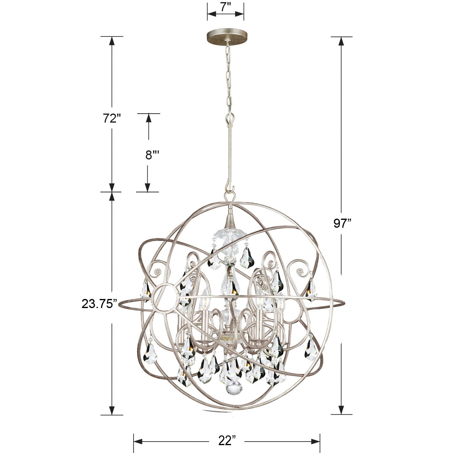 Crystorama - 9026-OS-CL-MWP - Five Light Chandelier - Solaris - Olde Silver