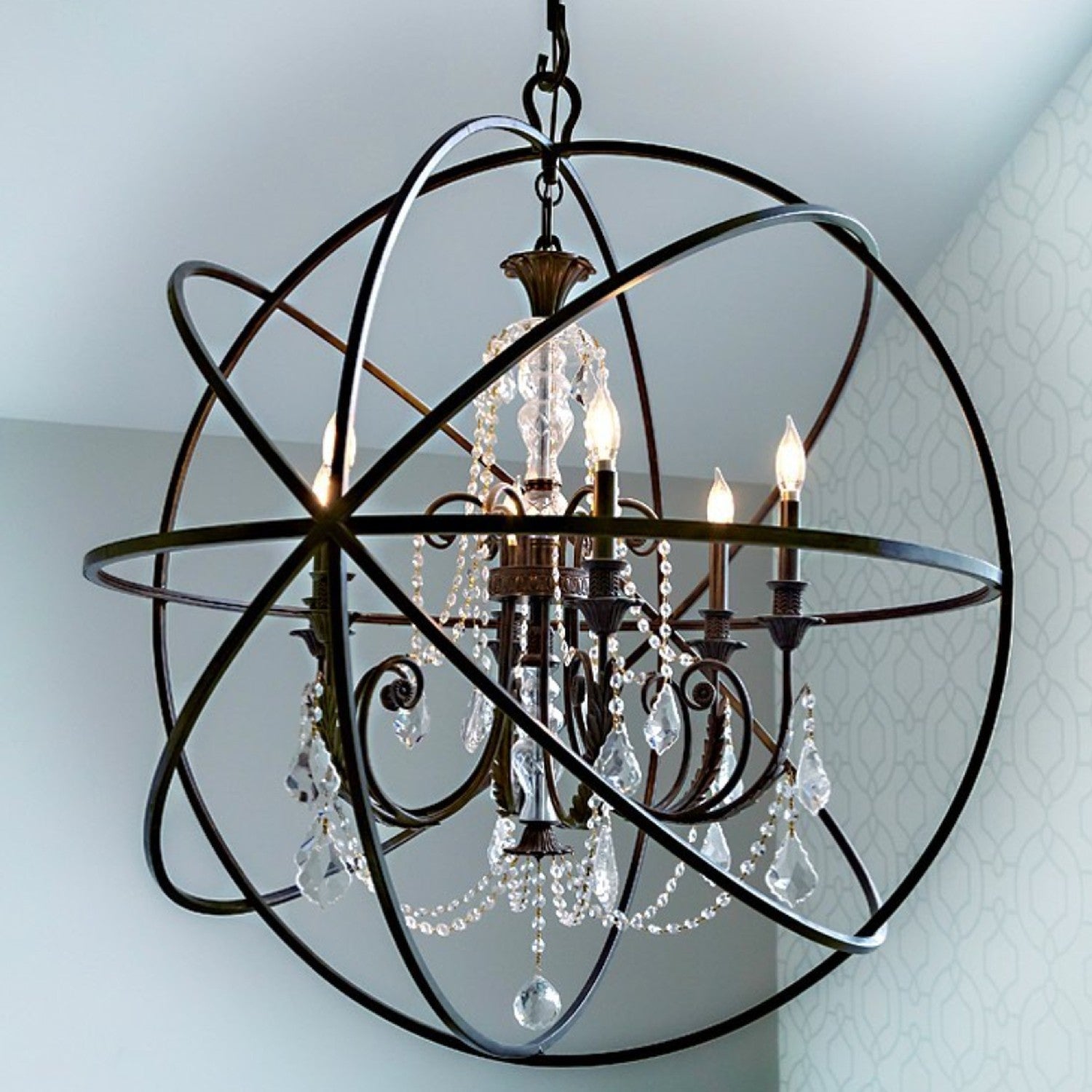 Crystorama - 9219-EB-CL-MWP - Six Light Chandelier - Solaris - English Bronze