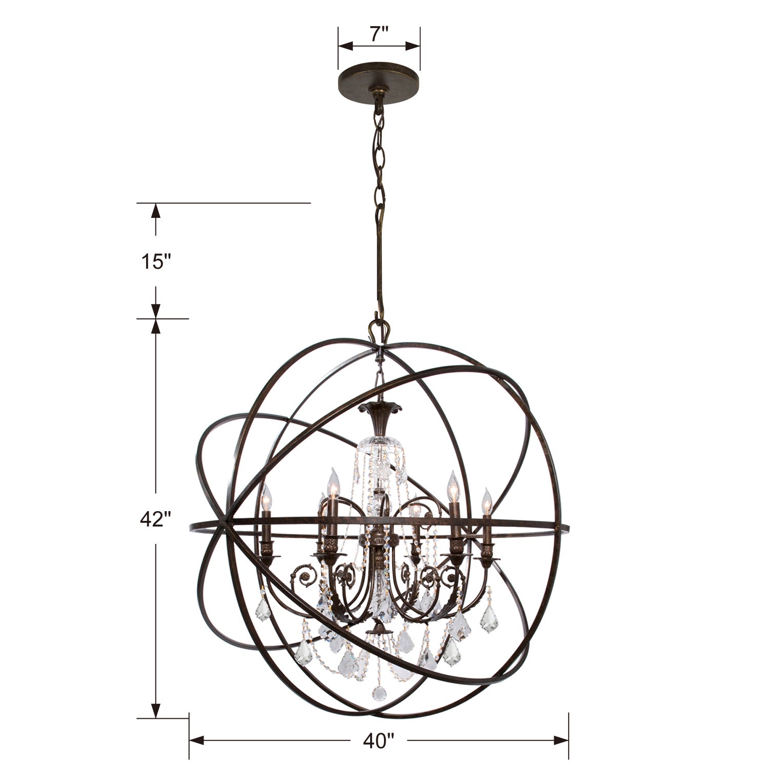 Crystorama - 9219-EB-CL-MWP - Six Light Chandelier - Solaris - English Bronze