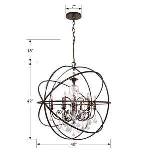 Crystorama - 9219-EB-CL-MWP - Six Light Chandelier - Solaris - English Bronze