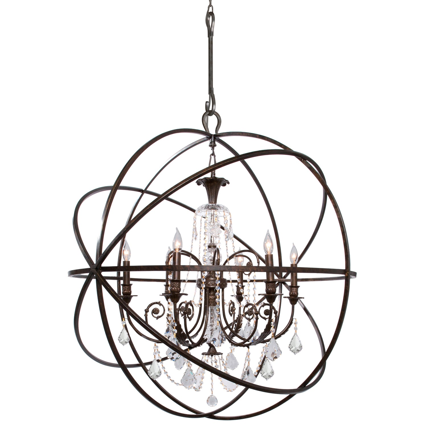 Crystorama - 9219-EB-CL-SAQ - Six Light Chandelier - Solaris - English Bronze