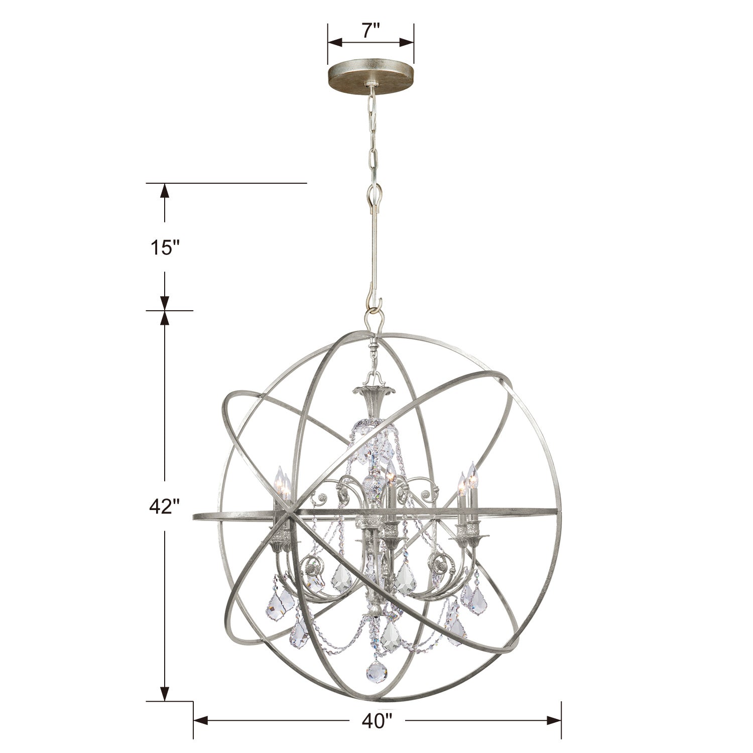 Crystorama - 9219-OS-CL-MWP - Six Light Chandelier - Solaris - Olde Silver