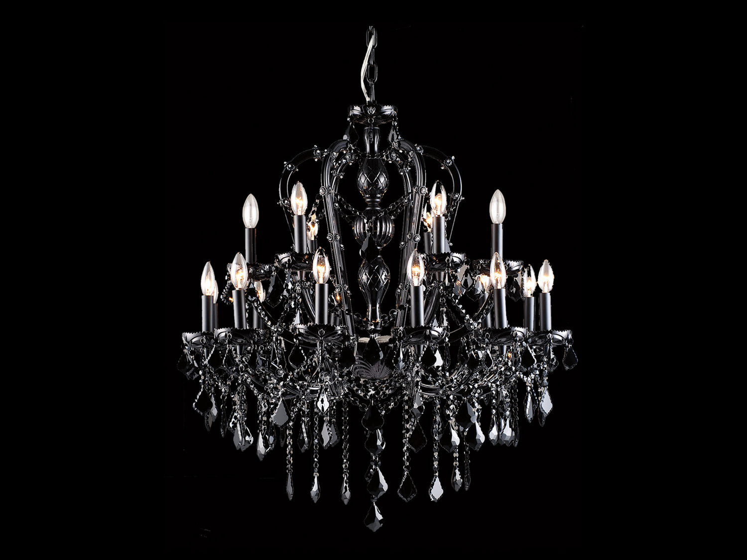 Avenue Lighting - HF1040-BLK - 18 Light Chandelier - Onyx Ln. - Black Crystal