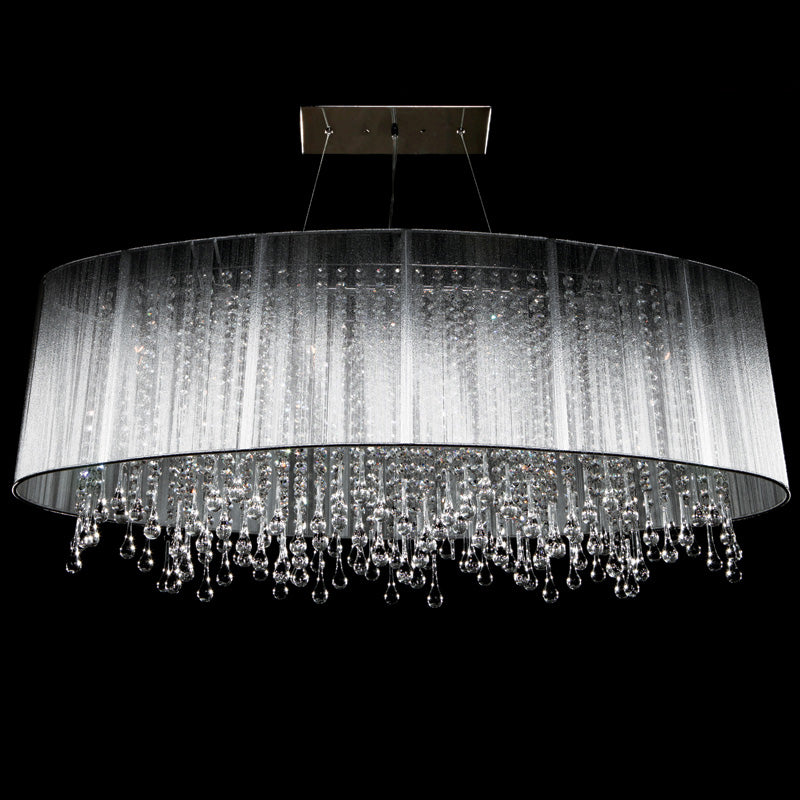 Avenue Lighting - HF1503-SLV - Six Light Chandelier - Beverly Dr. - Silver Silk String