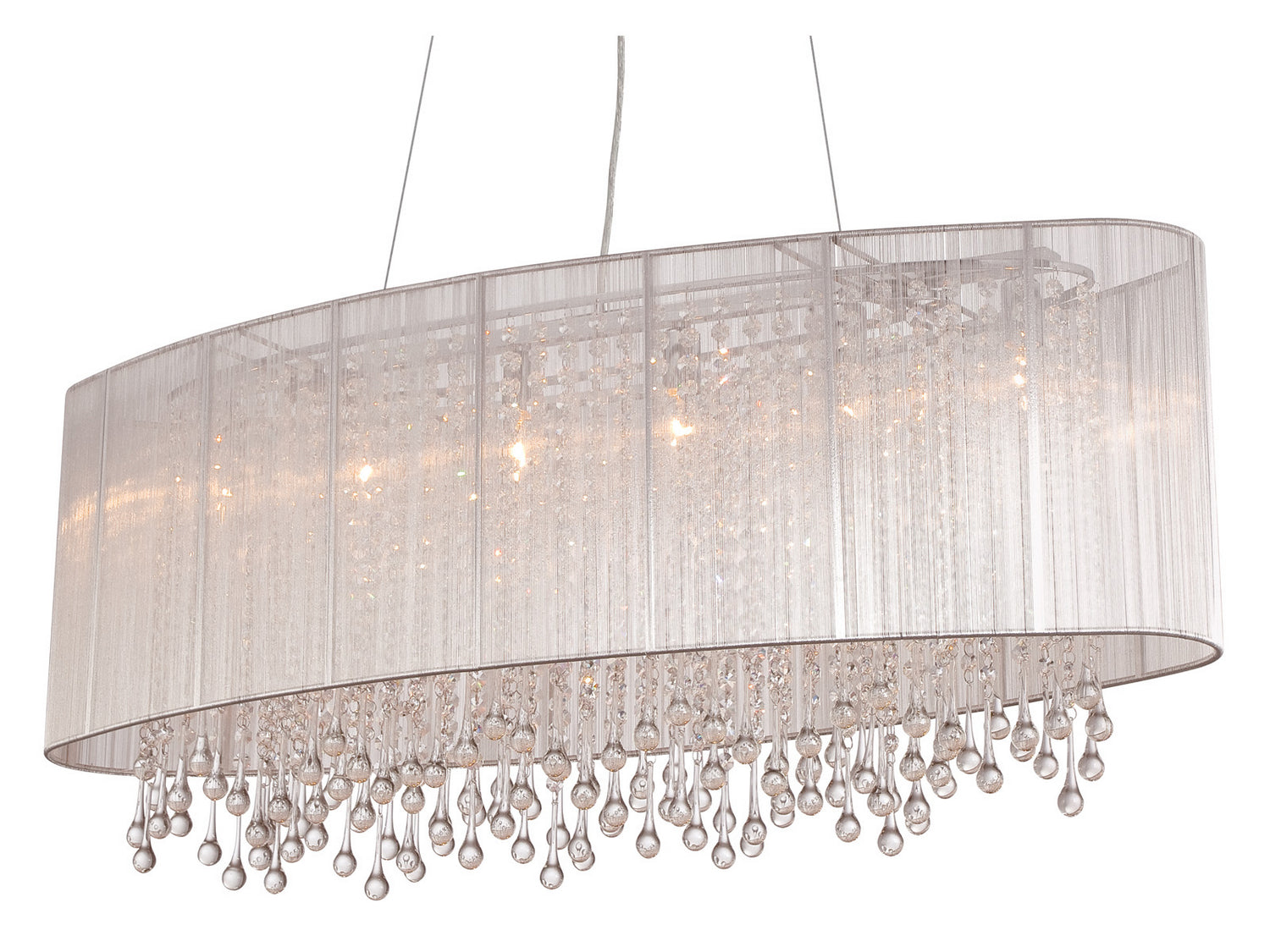 Avenue Lighting - HF1503-SLV - Six Light Chandelier - Beverly Dr. - Silver Silk String