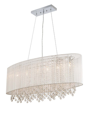 Avenue Lighting - HF1503-WHT - Six Light Chandelier - Beverly Dr. - White Silk String