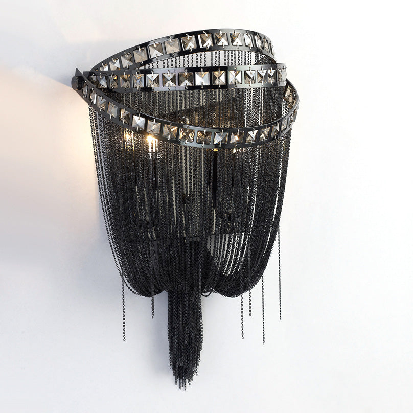 Avenue Lighting - HF1607-BLK - Two Light Wall Sconce - Wilshire Blvd. - Black Chrome/Smoke Crystal