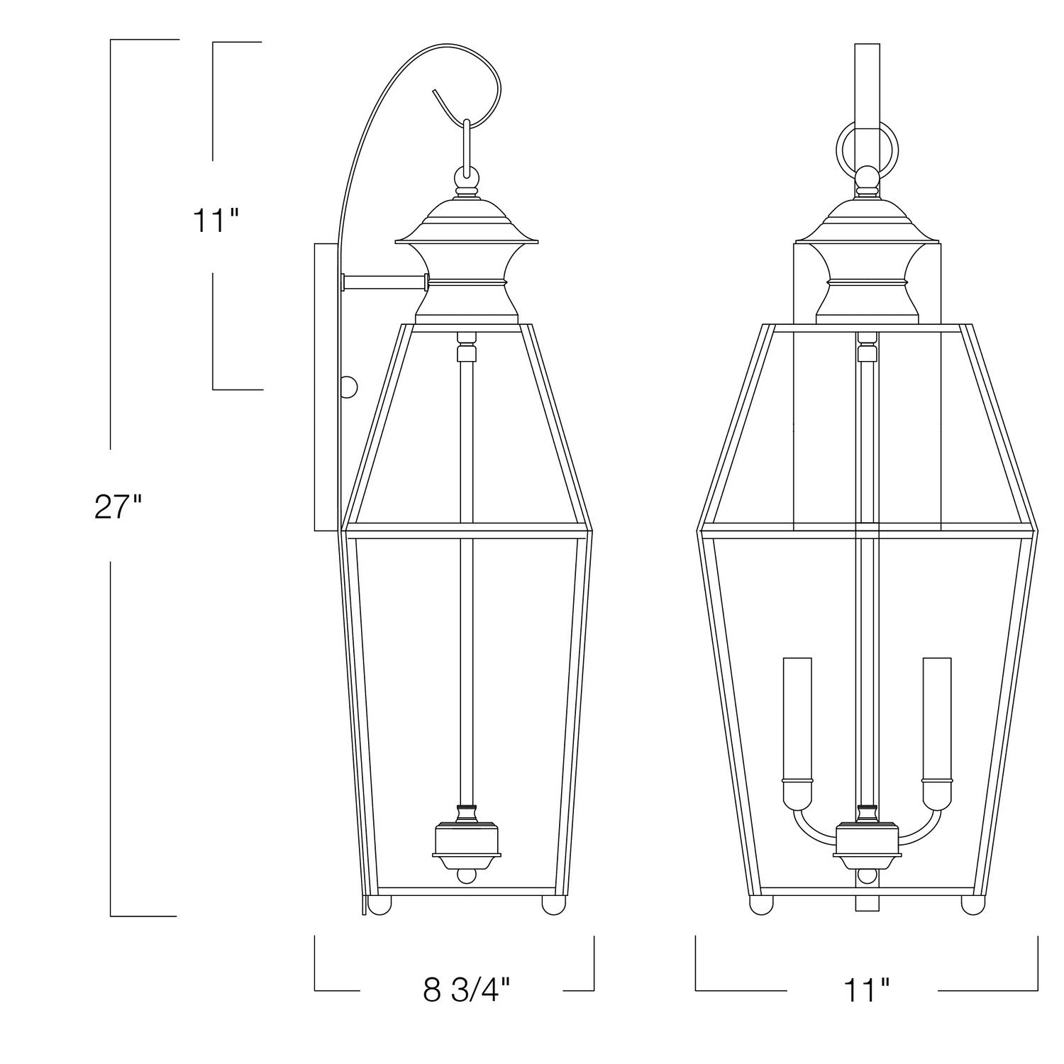 Norwell Lighting - 1067-BL-BE - Three Light Wall Mount - Olde Colony - Black