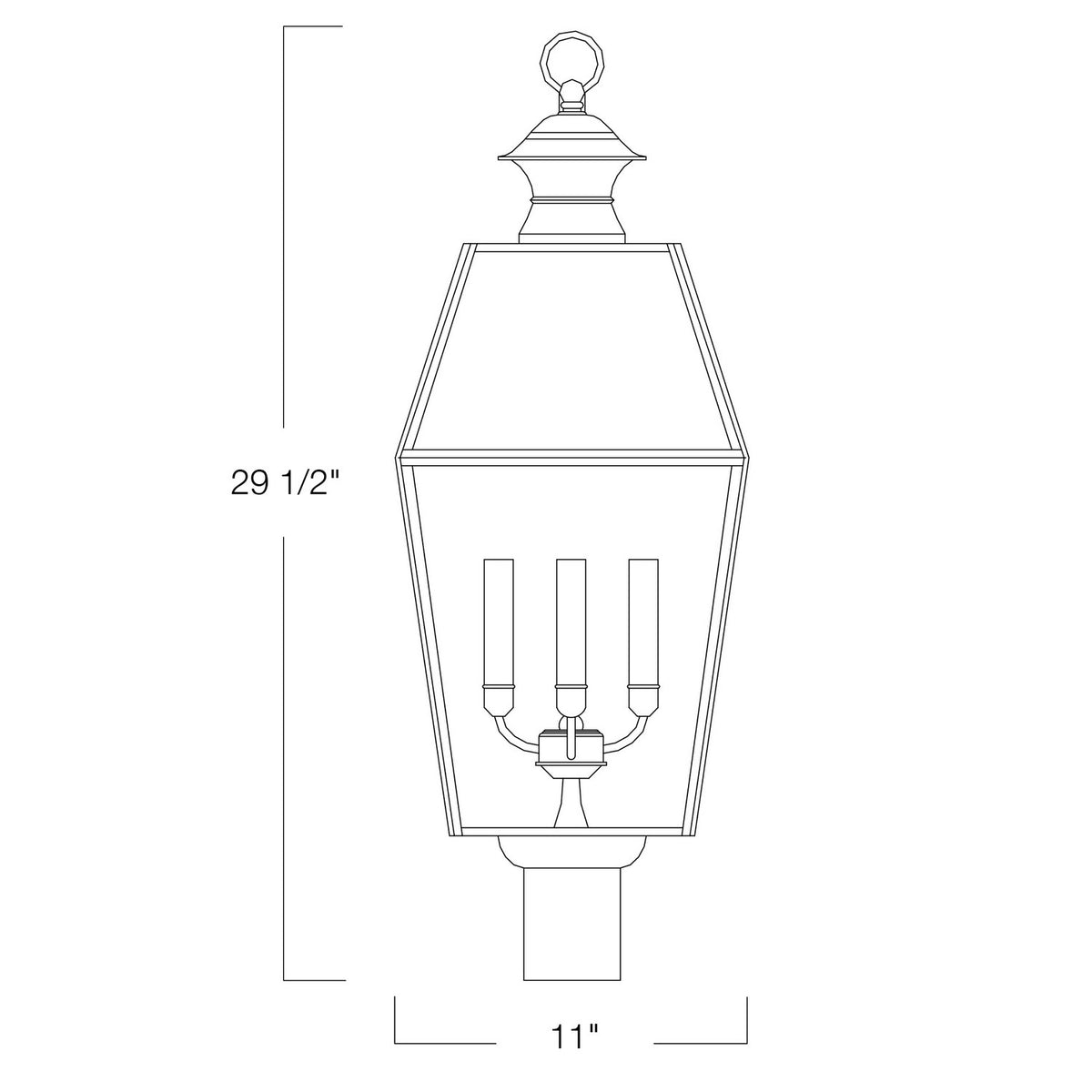 Norwell Lighting - 1068-BL-BE - Three Light Post Mount - Olde Colony - Black