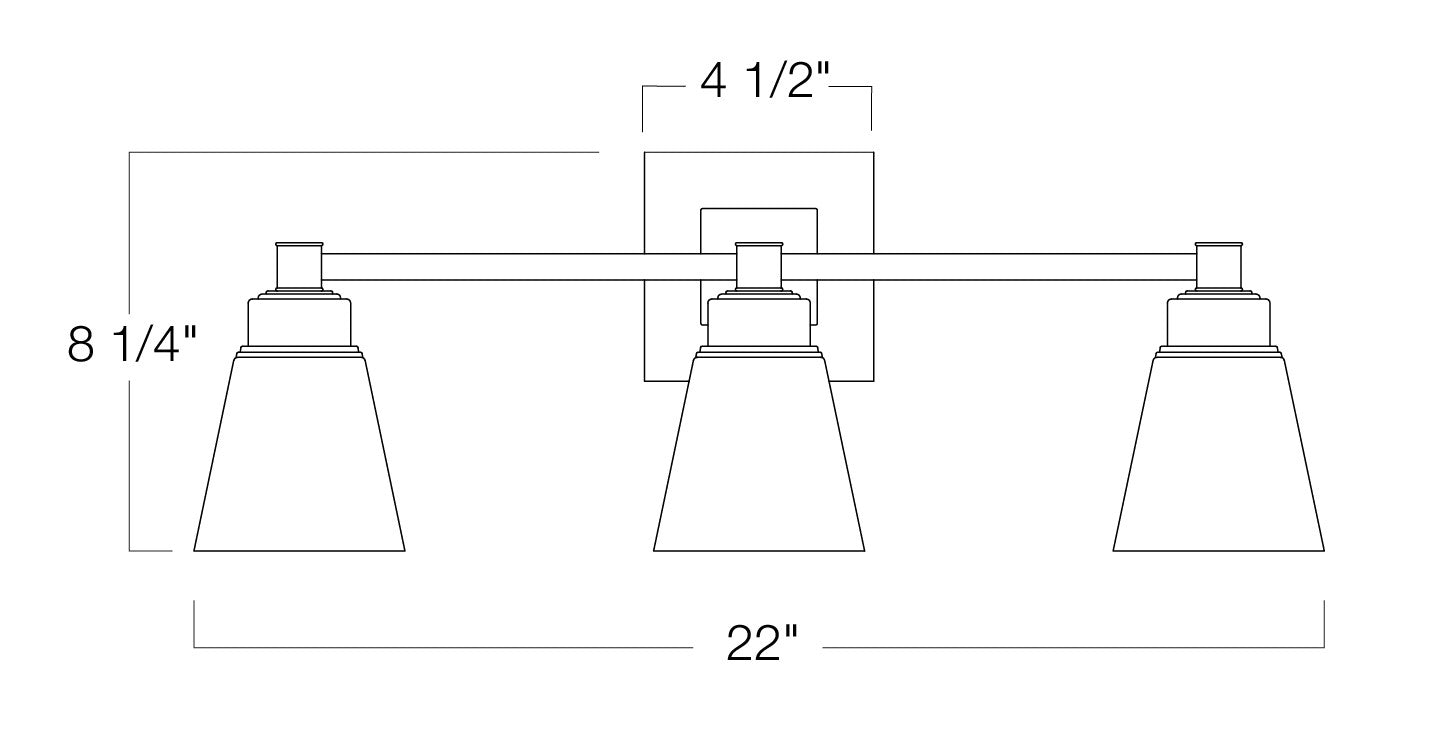 Norwell Lighting - 9637-CH-SQ - Three Light Wall Sconce - Matthew - Chrome