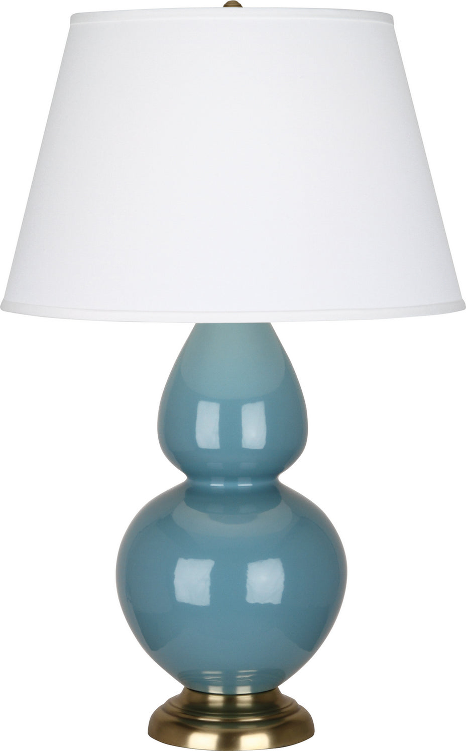 Robert Abbey - OB20X - One Light Table Lamp - Double Gourd - Steel Blue Glazed Ceramic w/Antique Natural Brass