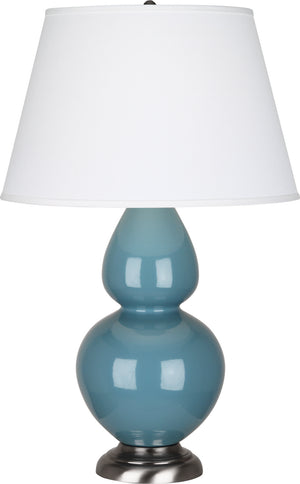 Robert Abbey - OB22X - One Light Table Lamp - Double Gourd - Steel Blue Glazed Ceramic w/Antique Silver