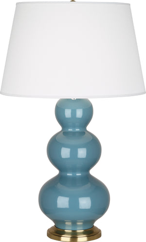 Robert Abbey - OB40X - One Light Table Lamp - Triple Gourd - Steel Blue Glazed Ceramic w/Antique Brass