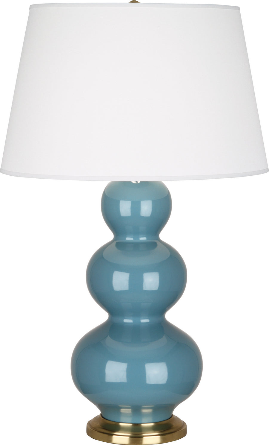 Robert Abbey - OB40X - One Light Table Lamp - Triple Gourd - Steel Blue Glazed Ceramic w/Antique Natural Brass