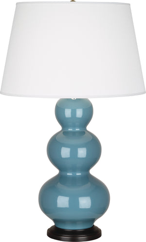 Robert Abbey - OB41X - One Light Table Lamp - Triple Gourd - Steel Blue Glazed Ceramic w/Deep Patina Bronze