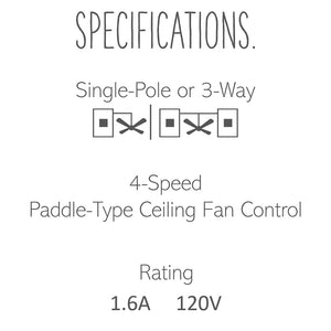 Legrand - AAFN4S16AM4 - Paddle Fan Speed Control Switch with Microban - adorne - Magnesium