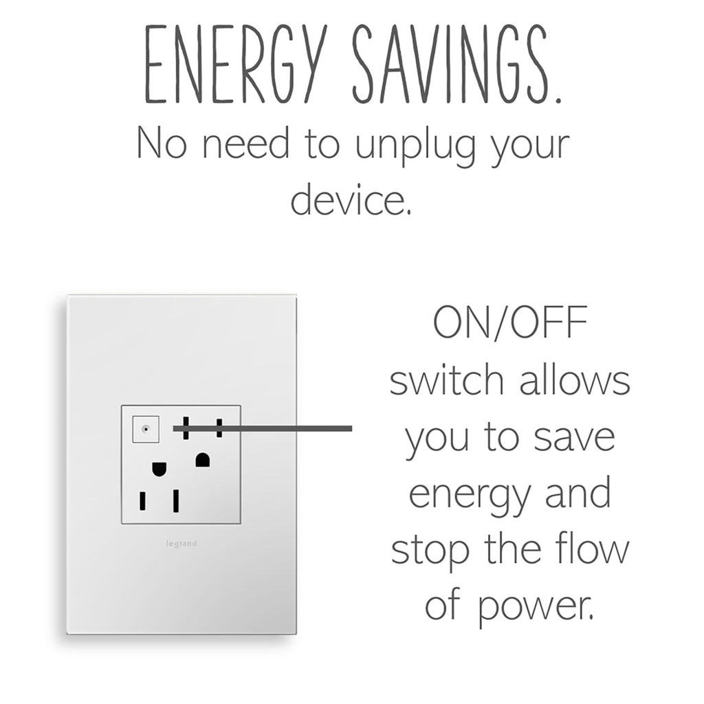 Legrand - ARPS152W4 - 15A Energy-Saving On/Off Outlet - adorne - White