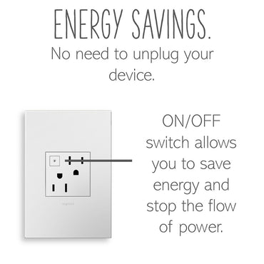 Legrand - ARPS152W4 - 15A Energy-Saving On/Off Outlet - adorne - White