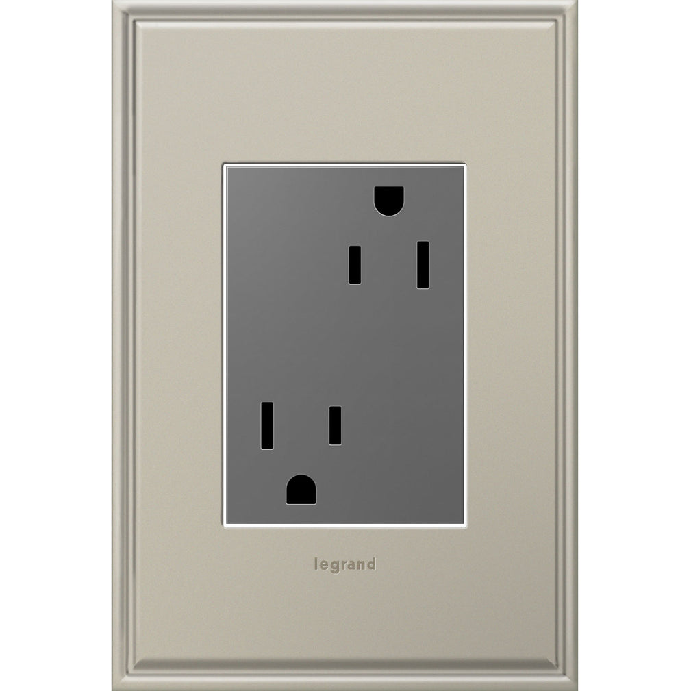 Legrand - ARTR153M4 - Tamper-Resistant Outlet, Plus Size - Adorne - Magnesium