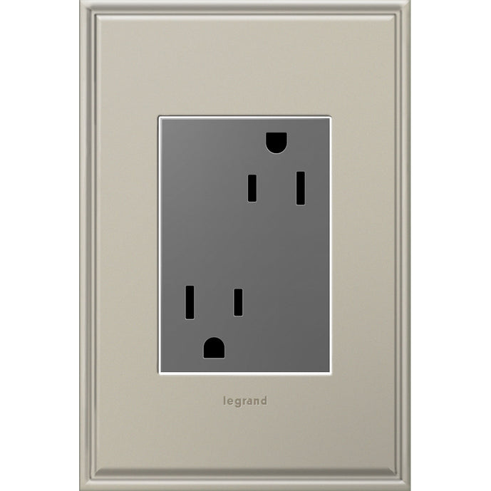 Legrand - ARTR153M4 - 15A Dual Tamper-Resistant Plus-Size Outlet - adorne - Magnesium