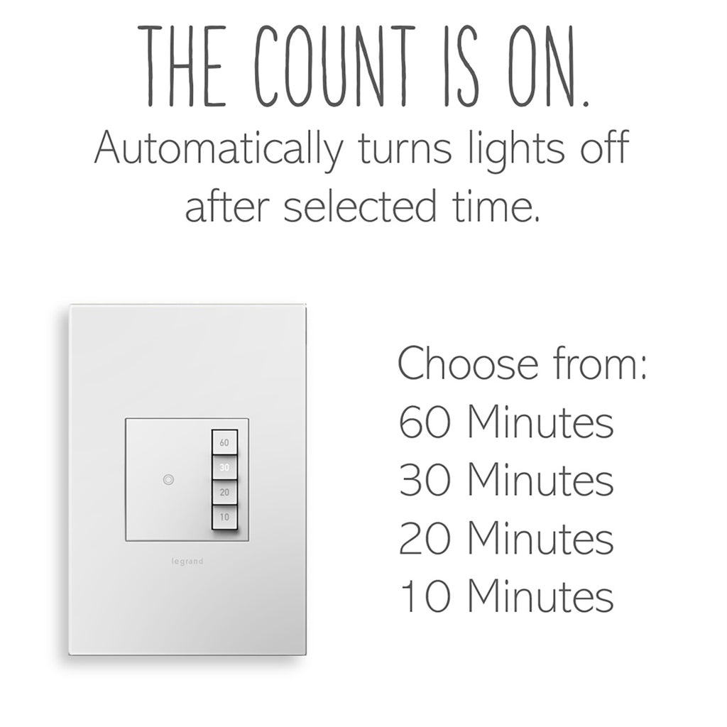 Legrand - ASTM2W2 - Timer Switch, Manual On/Timed Off with Microban - adorne - White