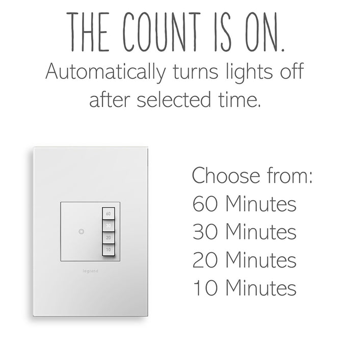 Legrand - ASTM2W2 - Timer Switch, Manual On/Timed Off with Microban - adorne - White