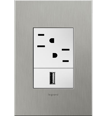 Legrand - AWC1G3BS4 - One-Gang-Plus Screwless Wall Plate - adorne - Brushed Stainless Steel