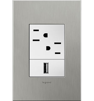 Legrand - AWC1G3BS4 - One-Gang-Plus Screwless Wall Plate - adorne - Brushed Stainless Steel
