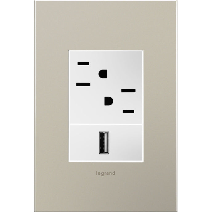 Legrand - AWC1G3SN4 - One-Gang-Plus Screwless Wall Plate - adorne - Satin Nickel