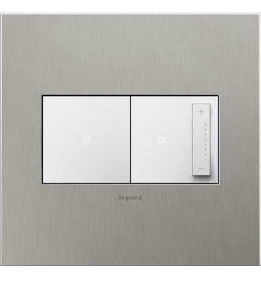 Legrand - AWC2GBS4 - Two-Gang Screwless Wall Plate - adorne - Brushed Stainless Steel