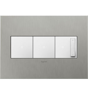 Legrand - AWC3GBS4 - Three-Gang Screwless Wall Plate - adorne - Brushed Stainless Steel