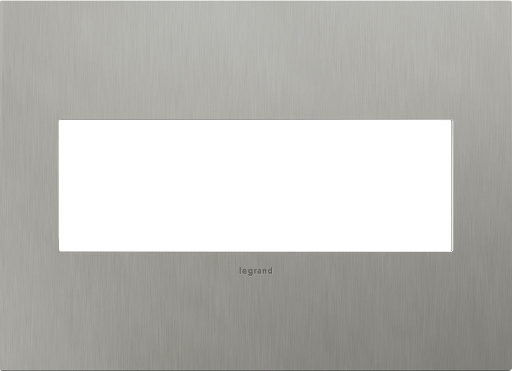 Legrand - AWC3GBS4 - Three-Gang Screwless Wall Plate - adorne - Brushed Stainless Steel