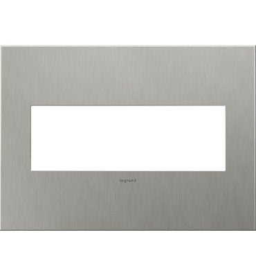Legrand - AWC3GBS4 - Three-Gang Screwless Wall Plate - adorne - Brushed Stainless Steel