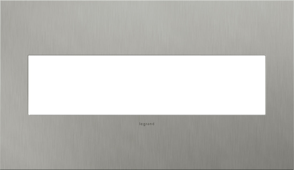 Legrand - AWC4GBS4 - Four-Gang Screwless Wall Plate - adorne - Brushed Stainless Steel