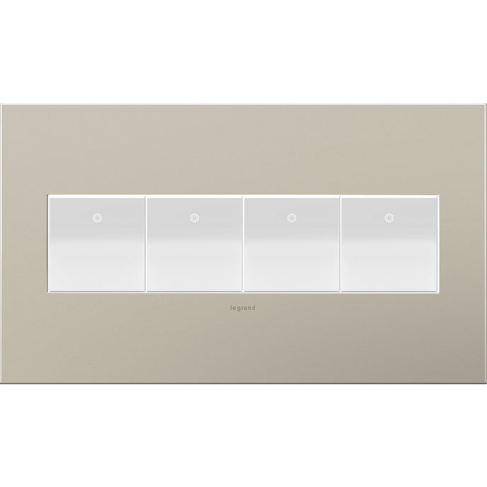 Legrand - AWC4GSN4 - Four-Gang Screwless Wall Plate - adorne - Satin Nickel