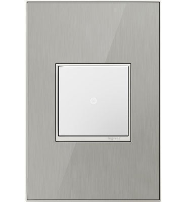 Legrand - AWM1G2MS4 - One-Gang Screwless Wall Plate - adorne - Brushed Stainless