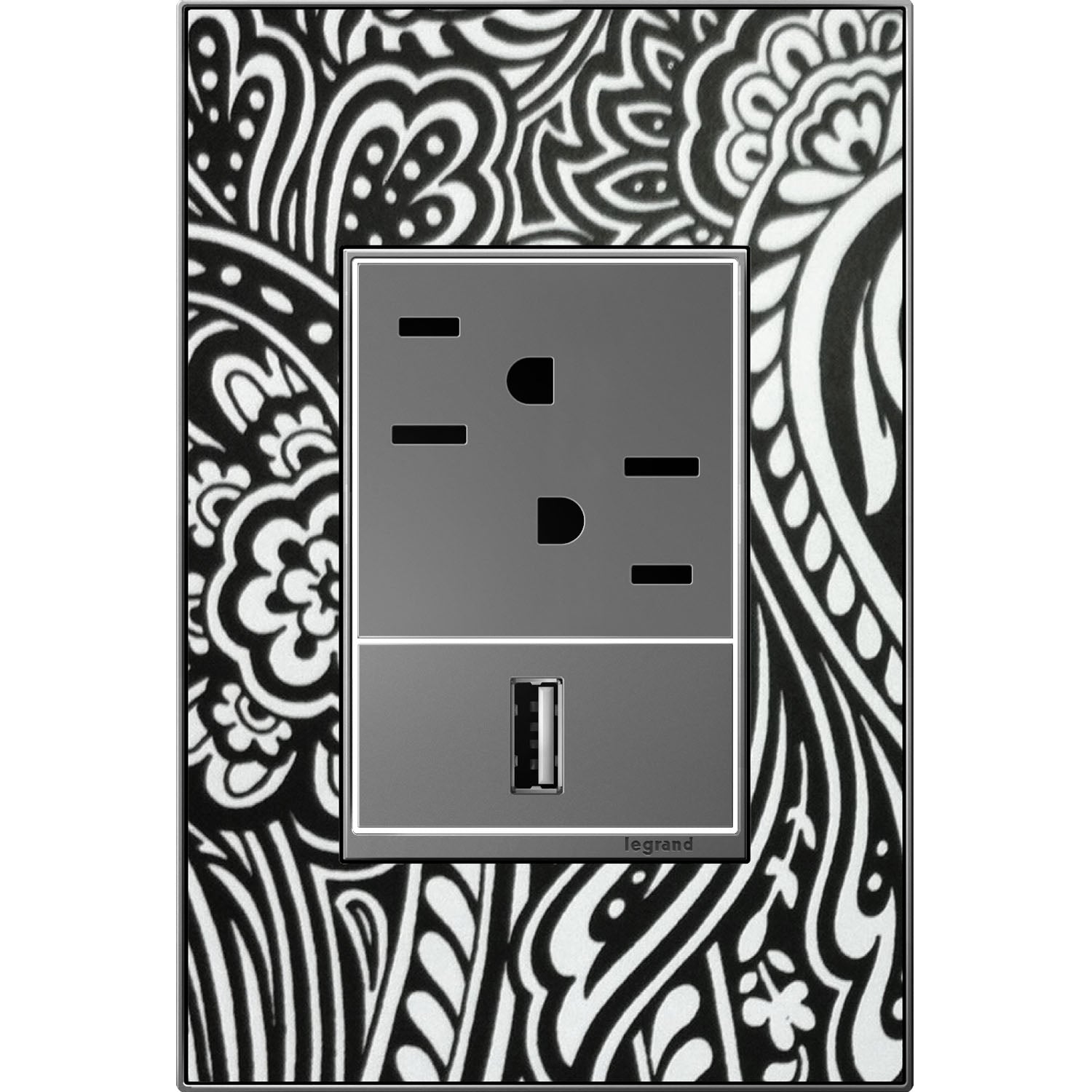 Legrand - AWM1G3M4 - One-Gang-Plus Screwless Wall Plate Trim - adorne - Magnesium