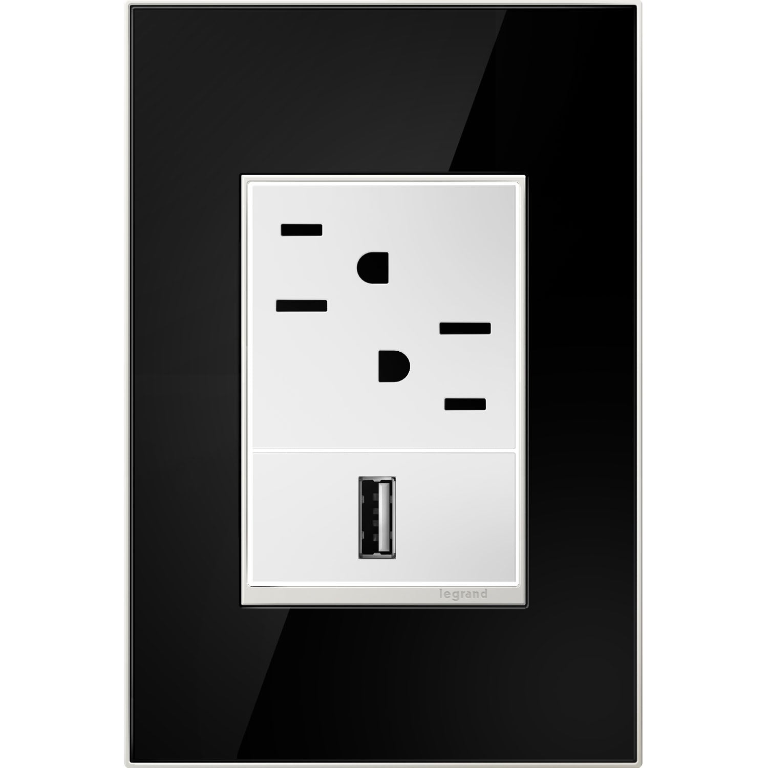 Legrand - AWM1G3MB4 - One-Gang-Plus Screwless Wall Plate - adorne - Mirror Black