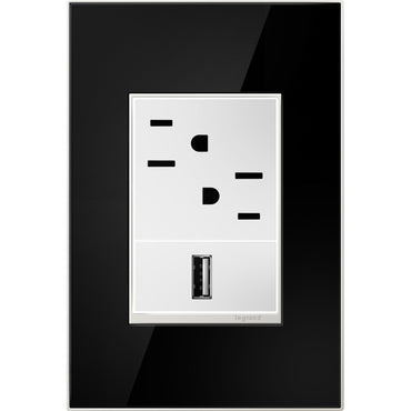 Legrand - AWM1G3MB4 - One-Gang-Plus Screwless Wall Plate - adorne - Mirror Black