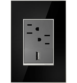 Legrand - AWM1G3MB4 - One-Gang-Plus Screwless Wall Plate - adorne - Mirror Black